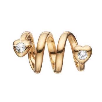 Christina Topaz Heart Twist forgyldt sølv ring charm med hjerter og hvide topaz, model 630-G73 købes hos Guldsmykket.dk her